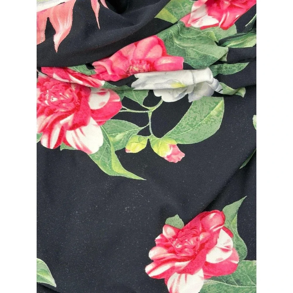Vince Camuto‎ Swim Swimsuit, One Piece Plunge, Floral Black/Pink, Women 4